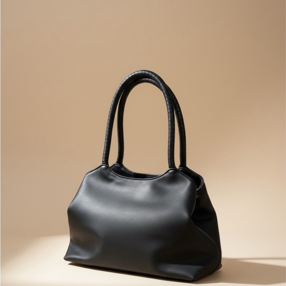 Antik Kraft Elegant Black Faux Leather Shoulder Bag